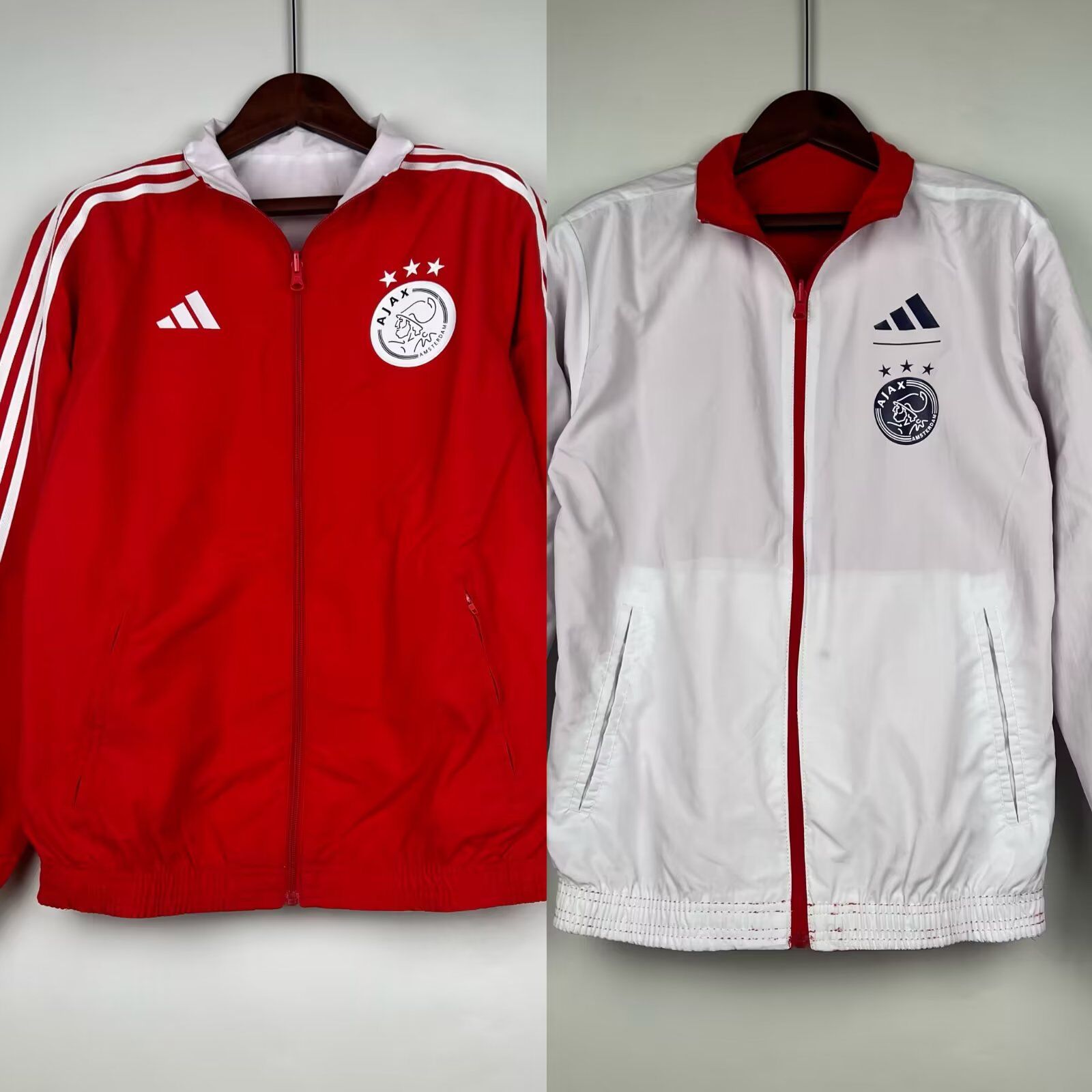 AAA Quality Ajax 23/24 Reversible Wind Coat - Red//White